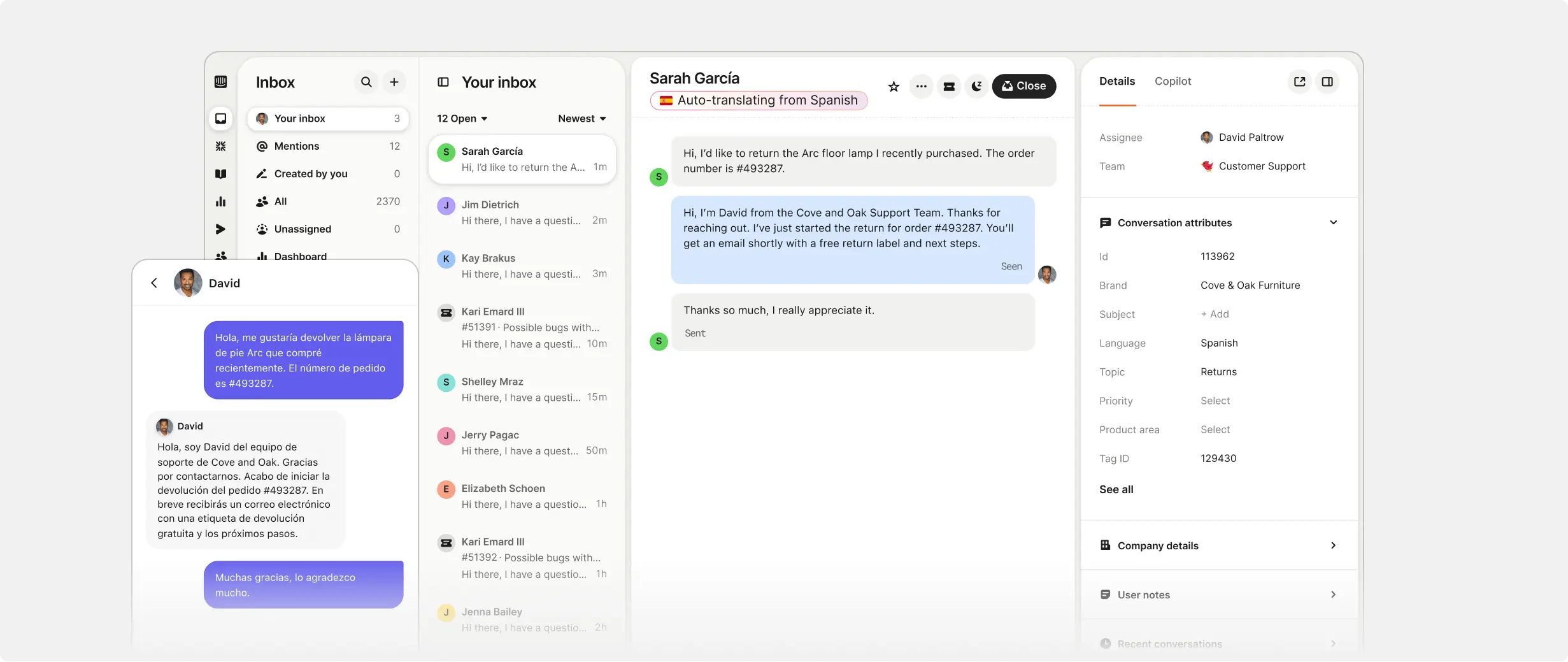 Helpdesk product UI